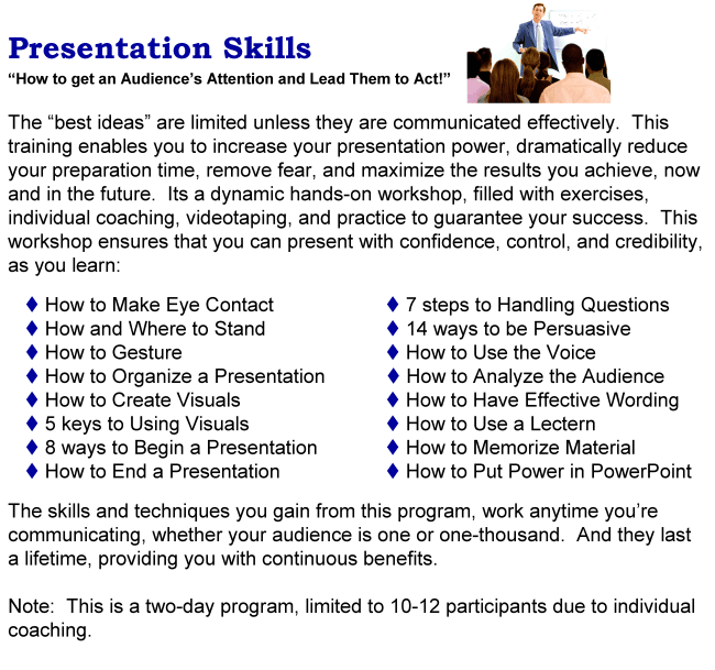 Ronald Kaufman Presentation Skills and public speaking workshop outline