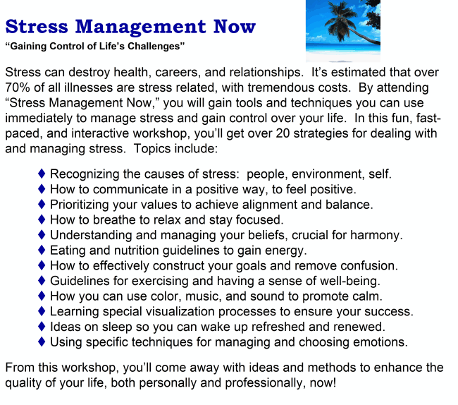 Ronald Kaufman stress management workshop outline